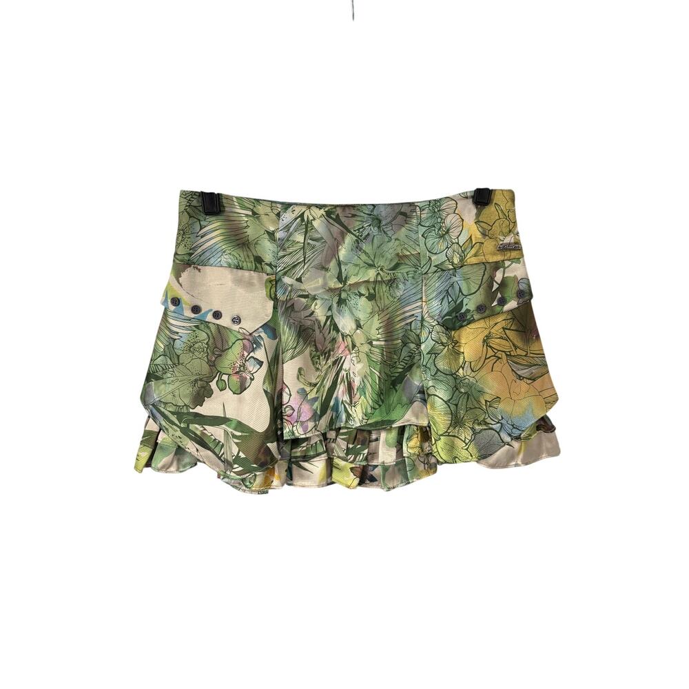 NWT Diesel Micro Mini Watercolor Ruffle Tiered Skirt 26 Euro Womens